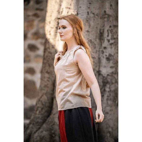 Adele Sleeveless Medieval Summer Blouse - Hemp