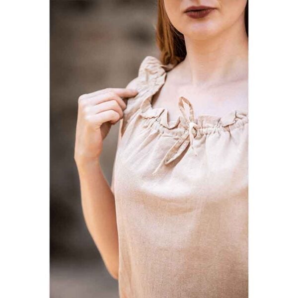 Adele Sleeveless Medieval Summer Blouse - Hemp