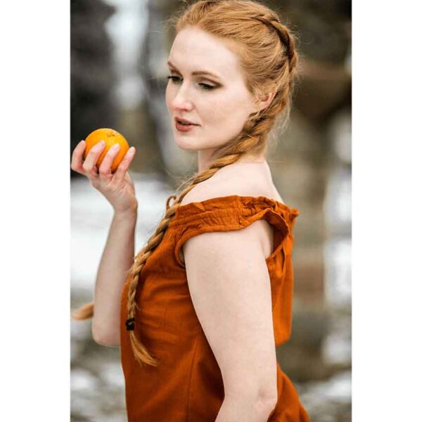 Adele Sleeveless Medieval Summer Blouse - Rust