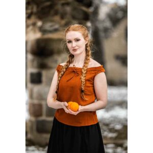 Adele Sleeveless Medieval Summer Blouse - Rust