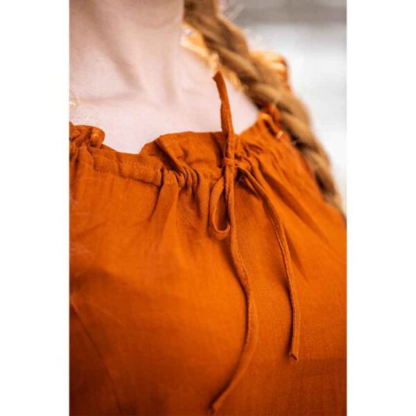 Adele Sleeveless Medieval Summer Blouse - Rust