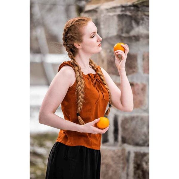 Adele Sleeveless Medieval Summer Blouse - Rust