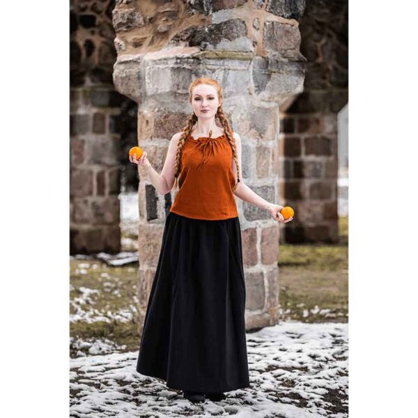 Adele Sleeveless Medieval Summer Blouse - Rust
