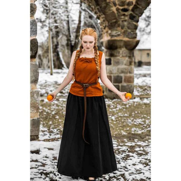 Adele Sleeveless Medieval Summer Blouse - Rust