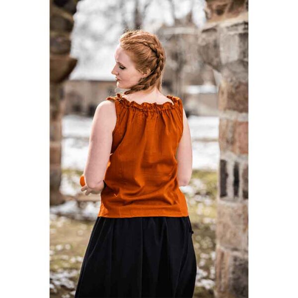 Adele Sleeveless Medieval Summer Blouse - Rust