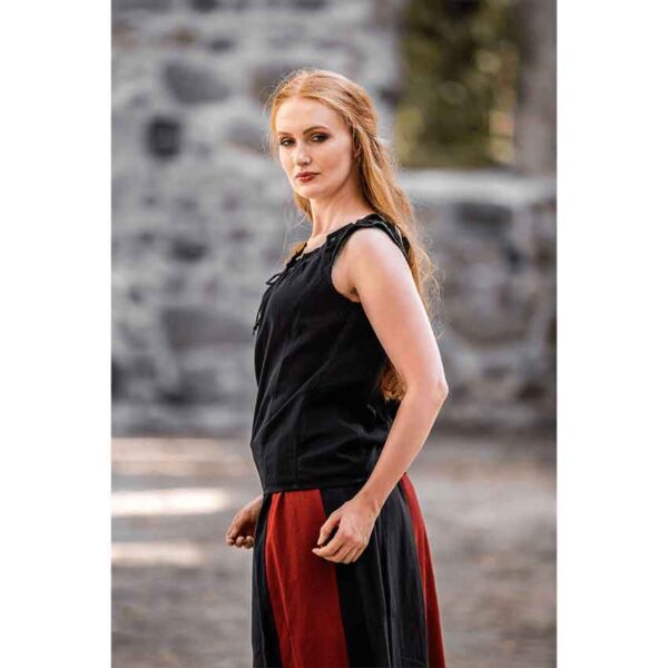 Adele Sleeveless Medieval Summer Blouse - Black