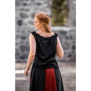 Adele Sleeveless Medieval Summer Blouse - Black