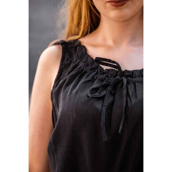 Adele Sleeveless Medieval Summer Blouse - Black
