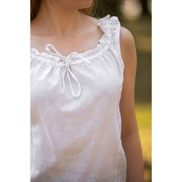 Adele Sleeveless Medieval Summer Blouse - White