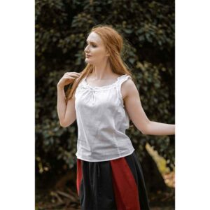 Adele Sleeveless Medieval Summer Blouse - White