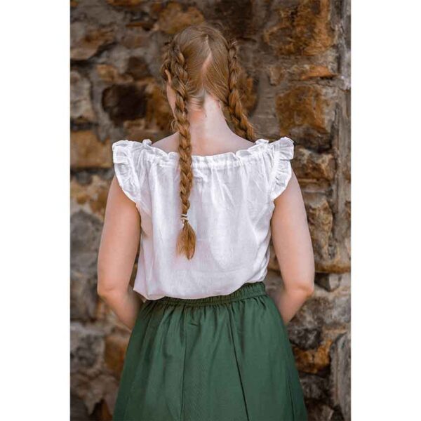 Lotte Ruffled Medieval Summer Blouse - White