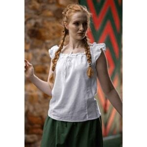 Lotte Ruffled Medieval Summer Blouse - White