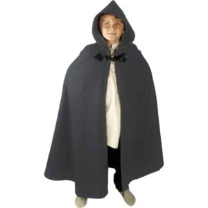 Kids Medieval Cloak with Clasp - Grey