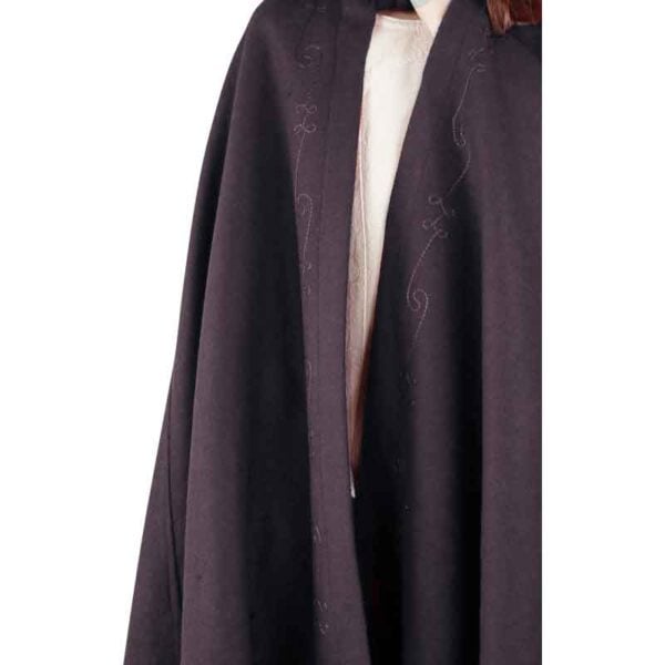Heda Kids Embroidered Wool Cloak - Brown