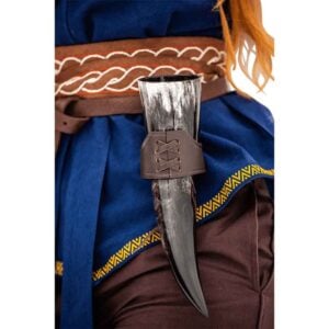 Hume Leather Drinking Horn Holder - Dark Brown