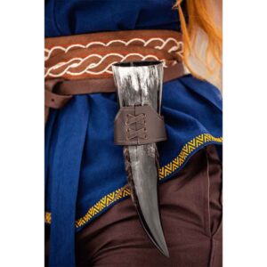 Hume Leather Drinking Horn Holder - Dark Brown