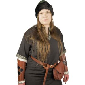 Ulf Viking Cap with Fur Trim - Green with Dark Brown Fur
