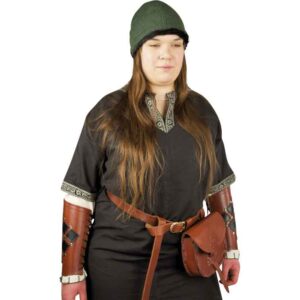 Ulf Viking Cap with Fur Trim - Green with Dark Brown Fur