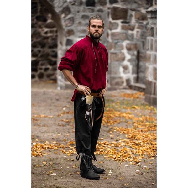 Friedrich Medieval Lace-Up Shirt – Wine Red