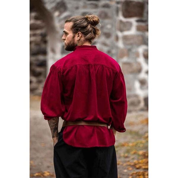 Friedrich Medieval Lace-Up Shirt – Wine Red