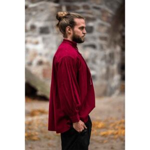 Friedrich Medieval Lace-Up Shirt – Wine Red