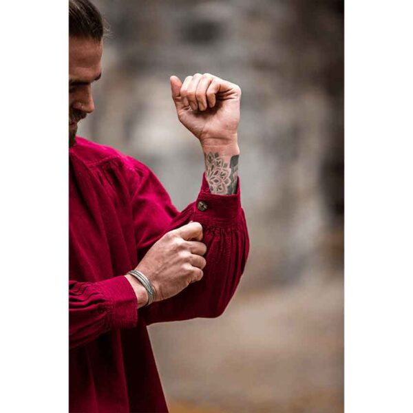 Friedrich Medieval Lace-Up Shirt – Wine Red