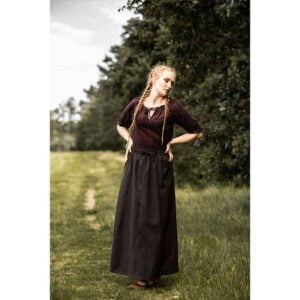 Sandra Short Sleeve Medieval Blouse - Dark Brown