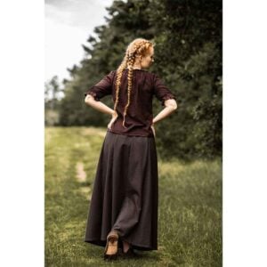 Sandra Short Sleeve Medieval Blouse - Dark Brown