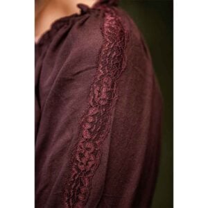 Sandra Short Sleeve Medieval Blouse - Dark Brown