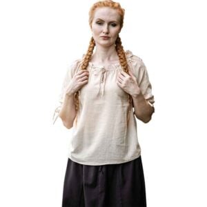 Sandra Short Sleeve Medieval Blouse - Hemp