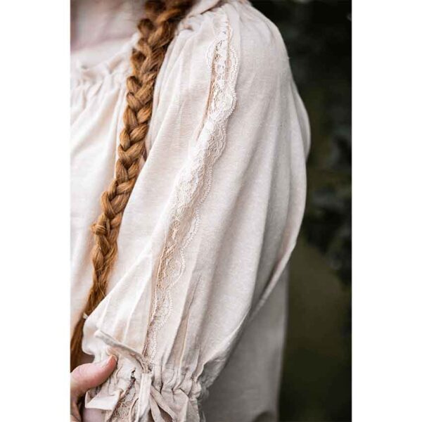 Sandra Short Sleeve Medieval Blouse - Hemp