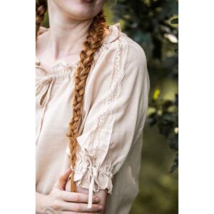 Sandra Short Sleeve Medieval Blouse - Hemp