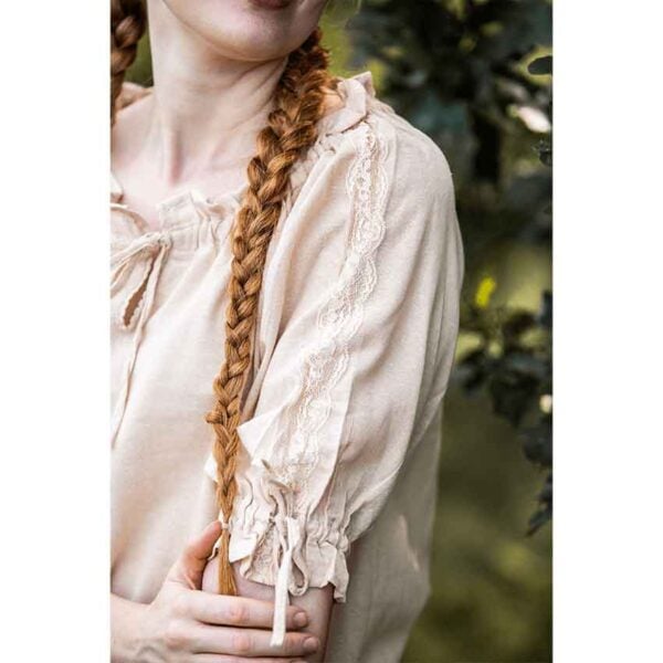 Sandra Short Sleeve Medieval Blouse - Hemp