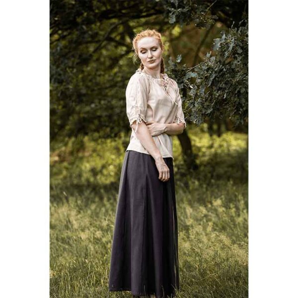 Sandra Short Sleeve Medieval Blouse - Hemp