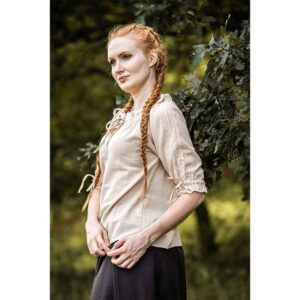 Sandra Short Sleeve Medieval Blouse - Hemp