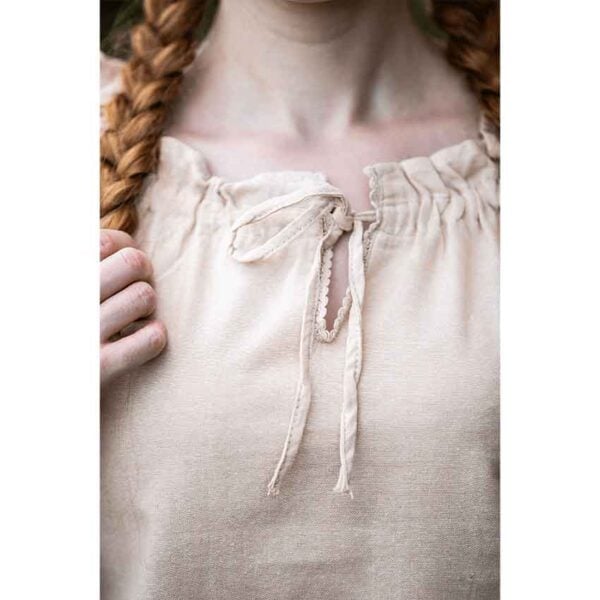 Sandra Short Sleeve Medieval Blouse - Hemp