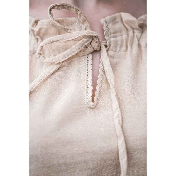 Sandra Short Sleeve Medieval Blouse - Hemp