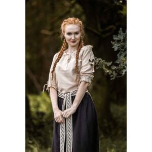 Sandra Short Sleeve Medieval Blouse - Hemp