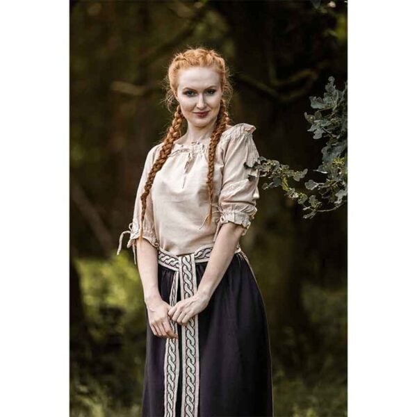 Sandra Short Sleeve Medieval Blouse - Hemp