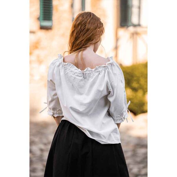 Sandra Short Sleeve Medieval Blouse - Natural