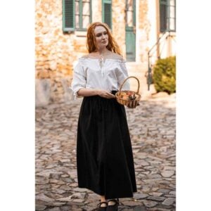 Sandra Short Sleeve Medieval Blouse - Natural