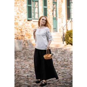 Sandra Short Sleeve Medieval Blouse - Natural