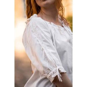 Sandra Short Sleeve Medieval Blouse - Natural