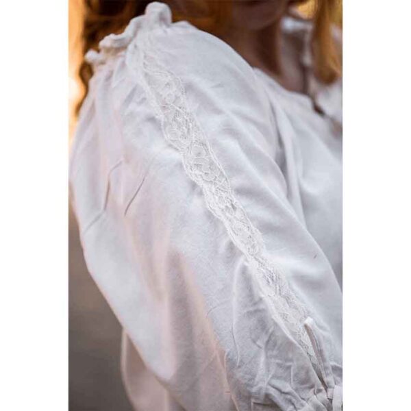 Sandra Short Sleeve Medieval Blouse - Natural