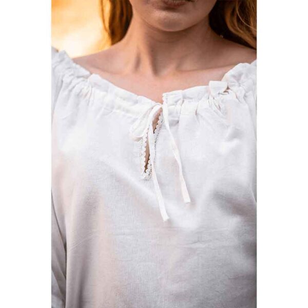 Sandra Short Sleeve Medieval Blouse - Natural