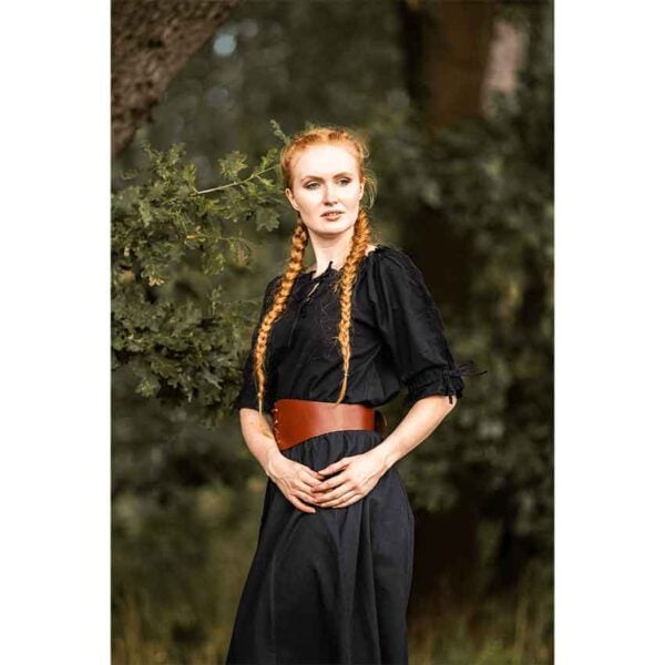 Sandra Short Sleeve Medieval Blouse - Black