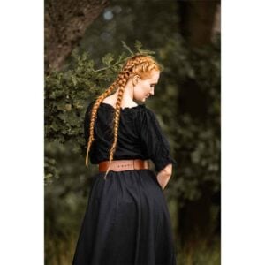 Sandra Short Sleeve Medieval Blouse - Black