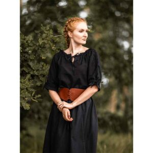 Sandra Short Sleeve Medieval Blouse - Black