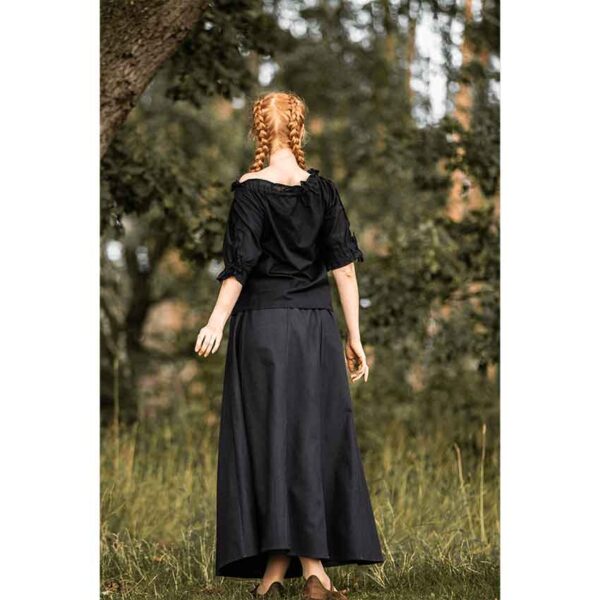 Sandra Short Sleeve Medieval Blouse - Black