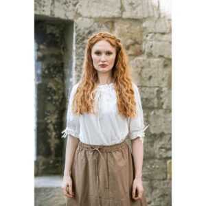 Sandra Short Sleeve Medieval Blouse - White